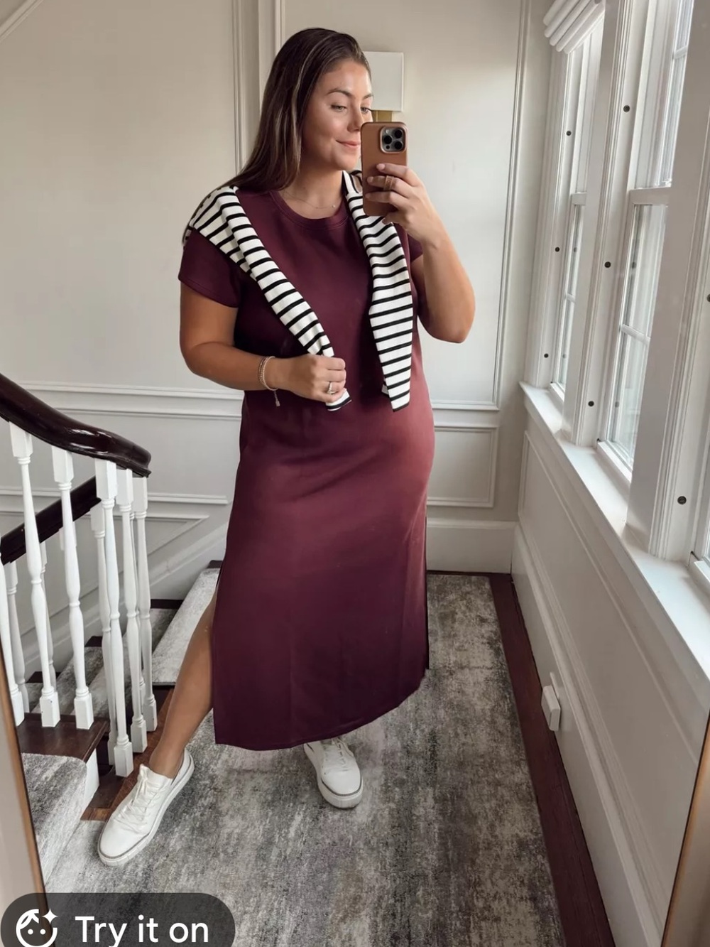 Spanx Air Essentials Burgundy Maxi Dress Sz S